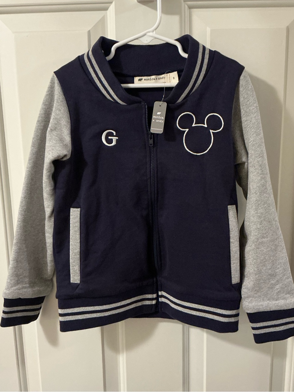 Monica + Andy Disney “Varsity” Sweatshirt Jacket Donald Duck/Mickey Mouse 8 NWTs